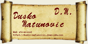 Duško Matunović vizit kartica